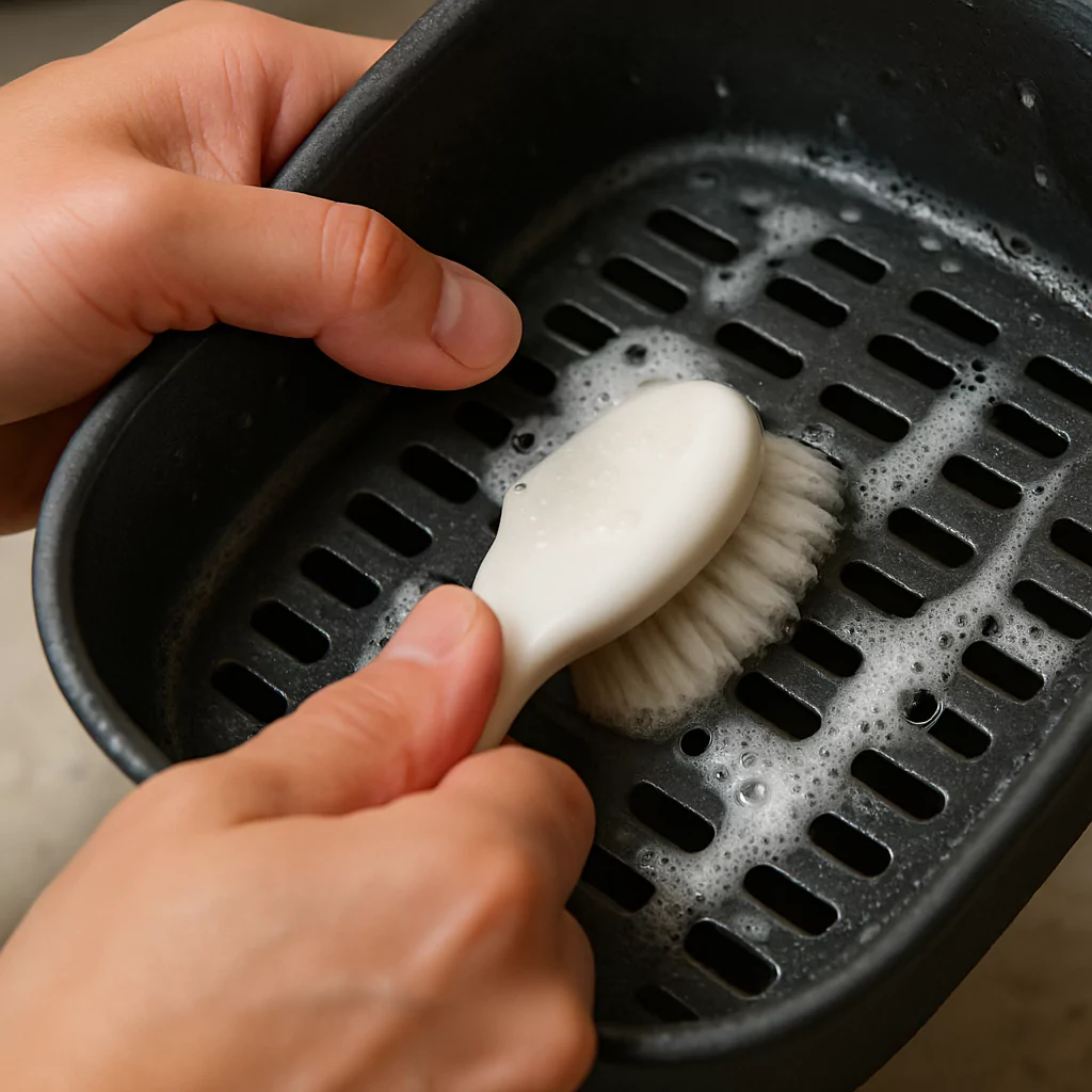 Cleaning air fryer interior carefully