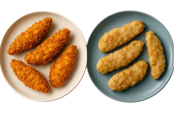 two plates containing crispy and soggy crunch